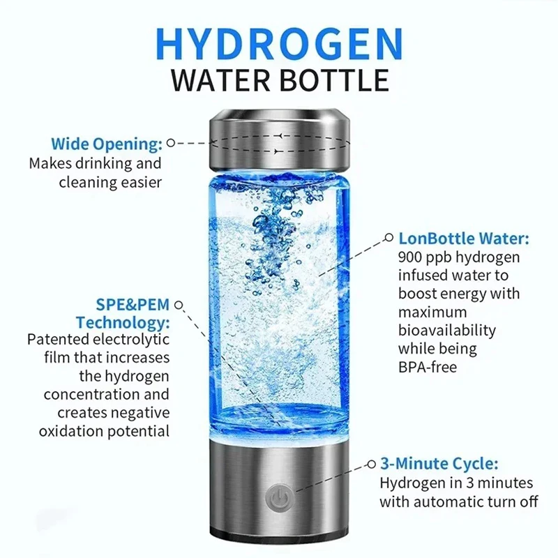 Hydrogen Water Bottle,Portable Hydrogen Water Generator Machine, Improve Water in 3 Minutes Quick Electrolysis Suitable for Home - Image 4