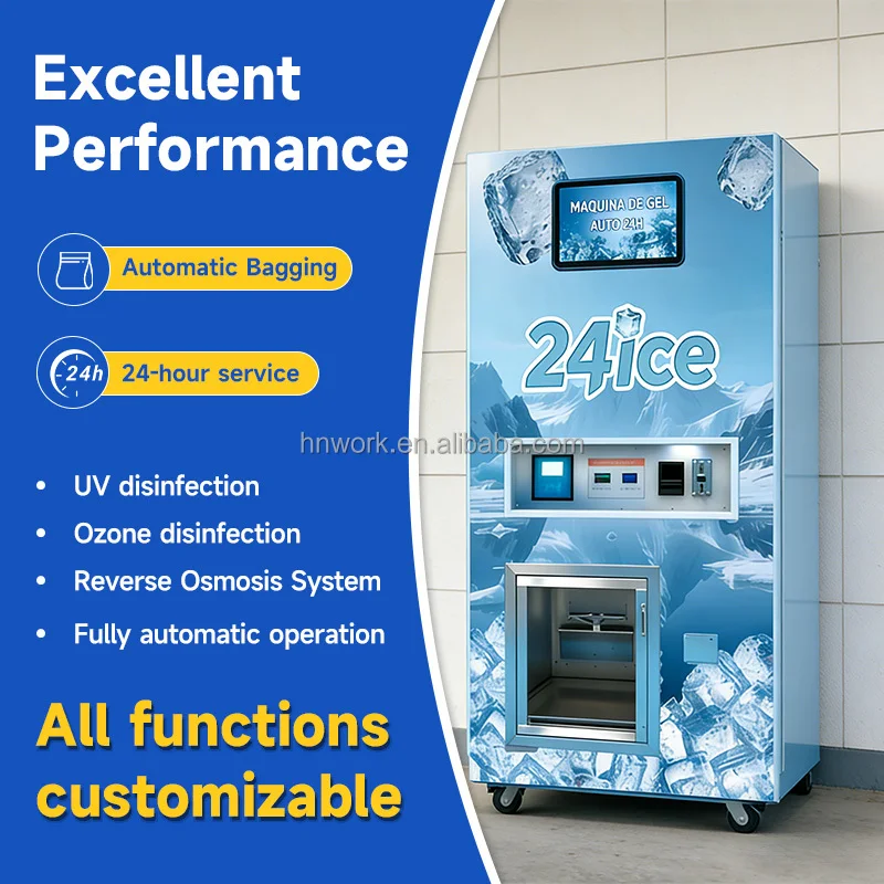 Direct Coin and Banknote Payment System Equipped with RO Water Filtration Fully Automatic Block Ice Vending Machine - Image 3