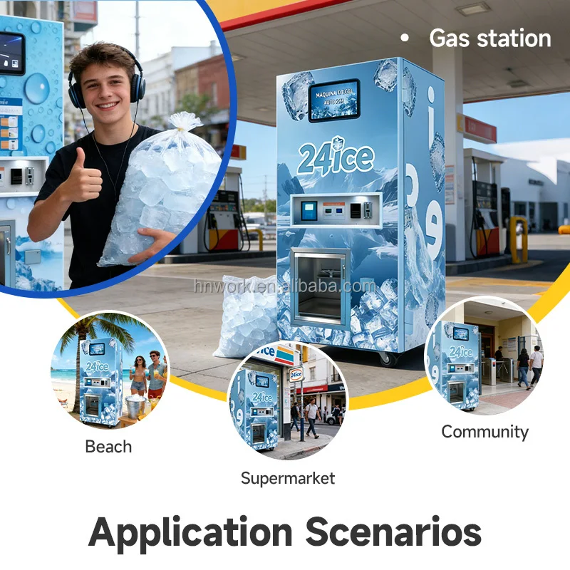 Direct Coin and Banknote Payment System Equipped with RO Water Filtration Fully Automatic Block Ice Vending Machine - Image 6