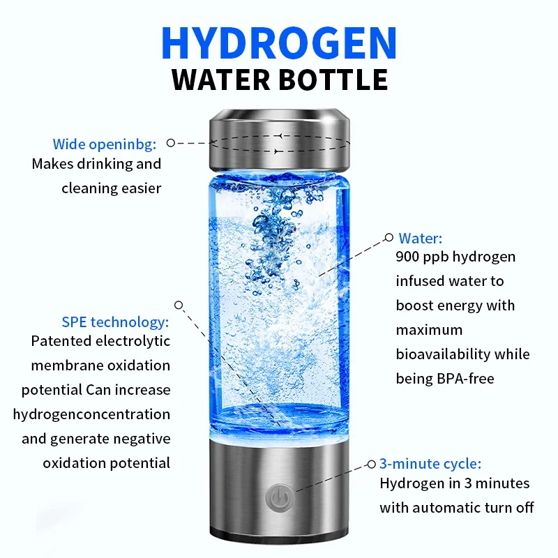 420ml Hydrogen-Rich Water Cup Electric Hydrogen Rich Water Generator Bottle Titanium Quality Filter Portable Antioxidant Lonizer - Image 3