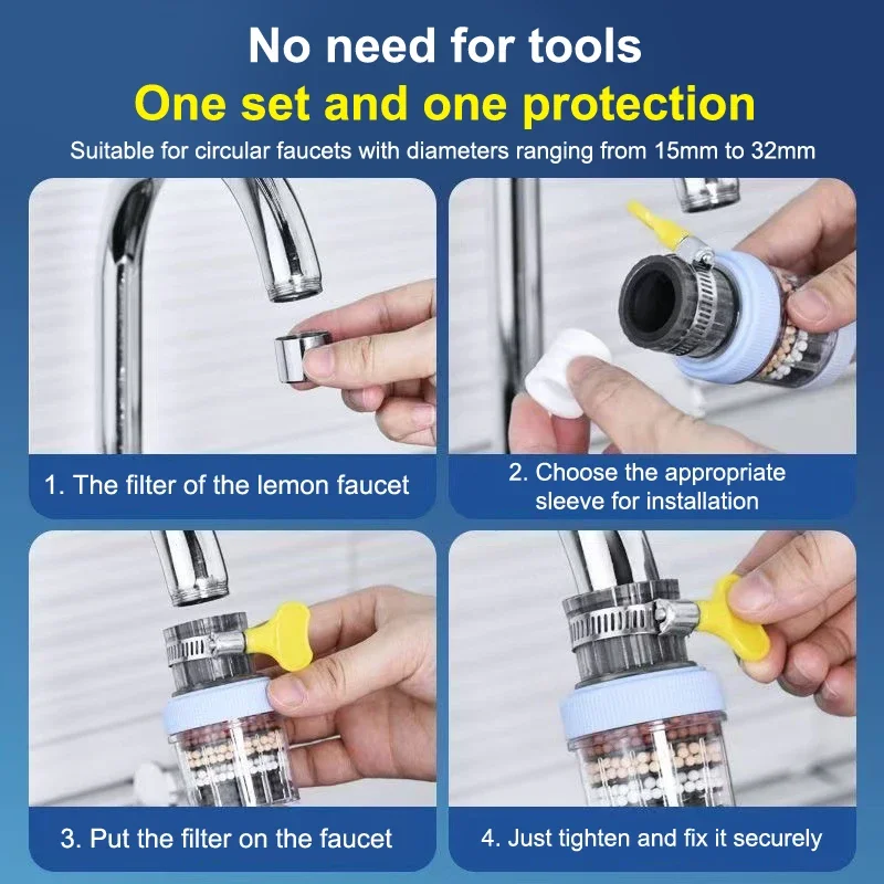 360° Rotation Water Faucet Filter Household Kitchen Faucet Mini Tap Water Clean Purifier Carbon Filter Filtration Cartridge - Image 3