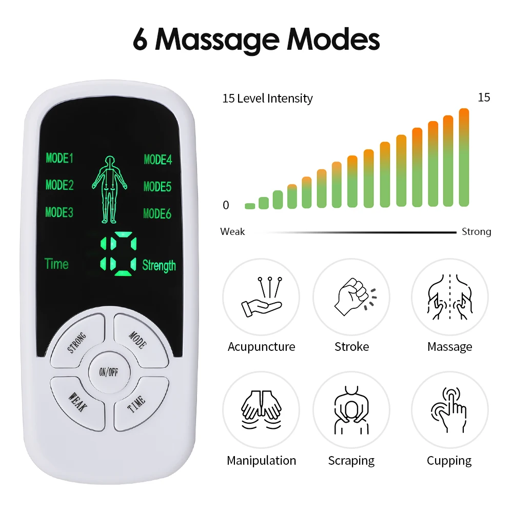EMS Electric Muscle Therapy Stimulator 6 Modes Tens Unit Machine Meridian Physiotherapy Pulse Abdominal Prostate Body Massager - Image 3
